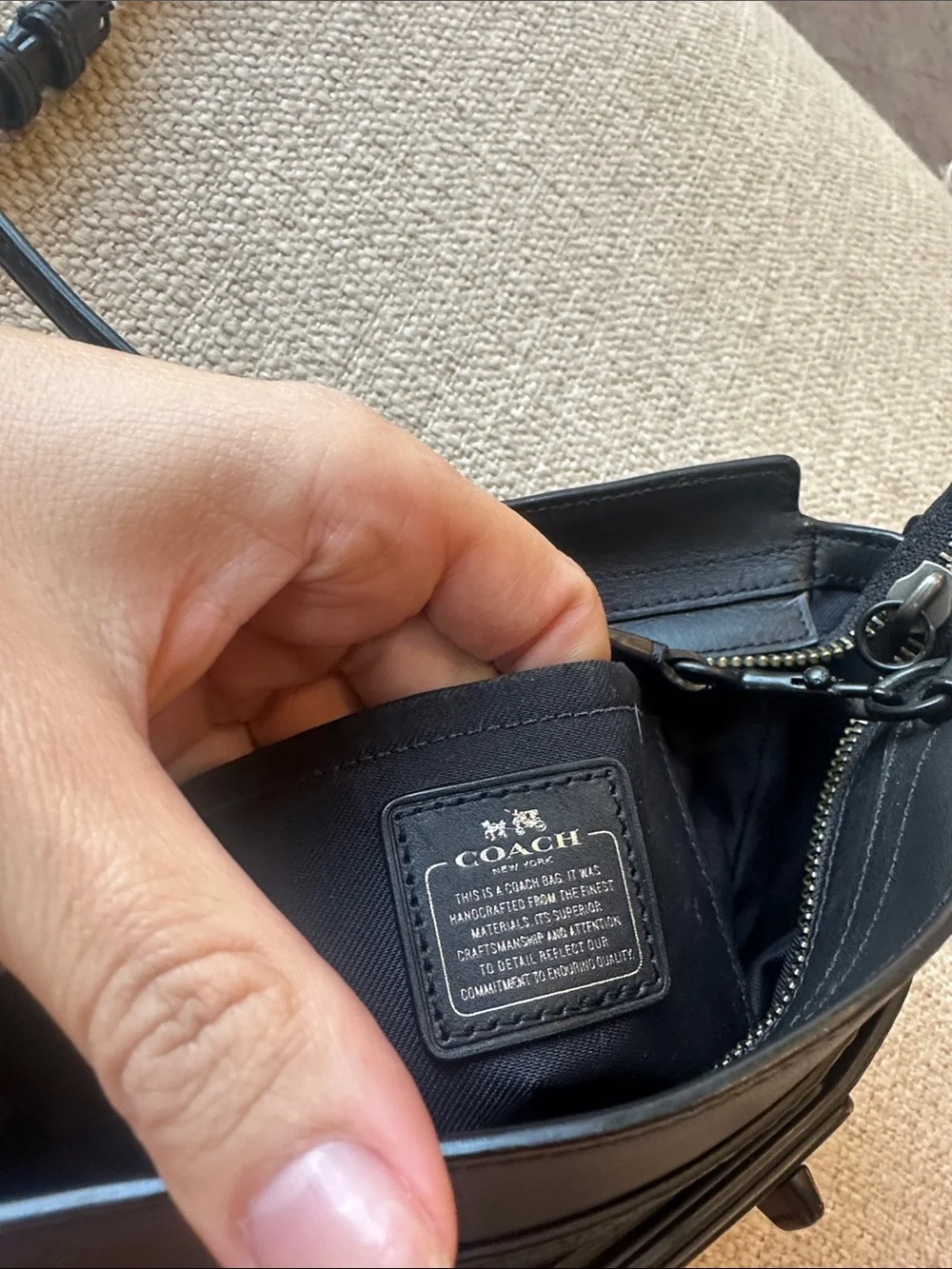 Coach Swagger Wristlet, Black Pebbled Leather - Picture 5 of 6
